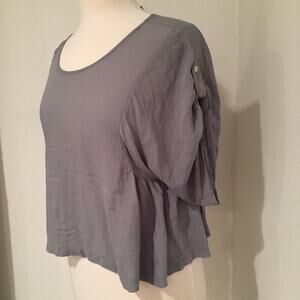 Blue Elephant Boho Open Back Cropped Blouse Purple Gray Large